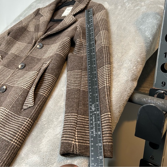 Abercrombie & Fitch The A&F Dad Coat Plaid Brown Long Overcoat Women's XXSP - Picture 16 of 16